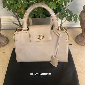 Yves Saint Laurent YSL patent leather handbag. Taupe/cream . Excellent condition